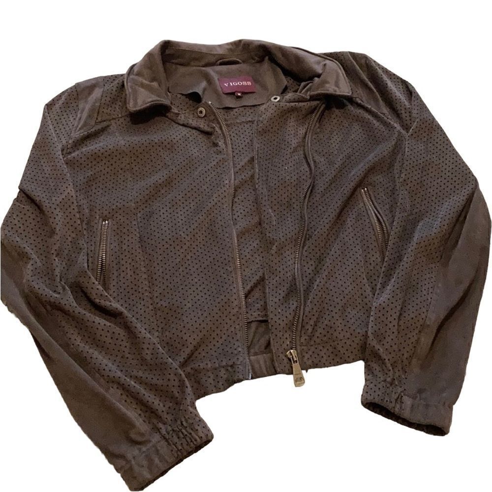 VIGOSS Faux Suede Jacket with Vent Holes